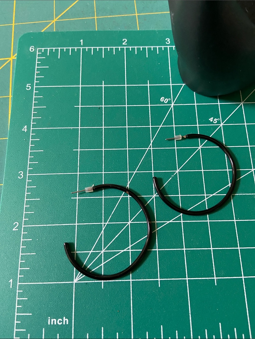 Black Hoop Earrings - Minimal Circular Design